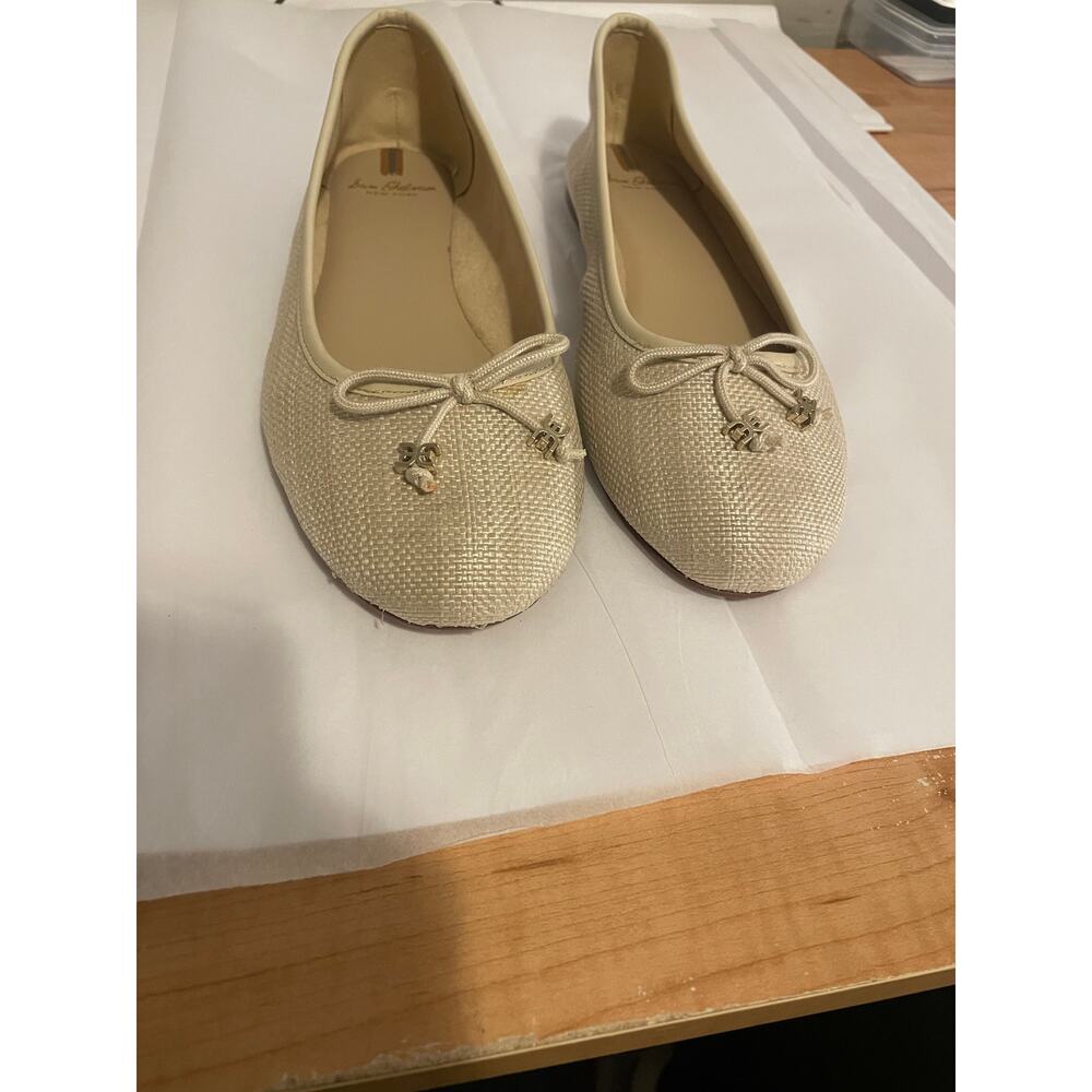 Sam Edelman Felicia Luxe Rattan Ballet Flats bow tan natural logo leather 9 - Picture 2 of 7